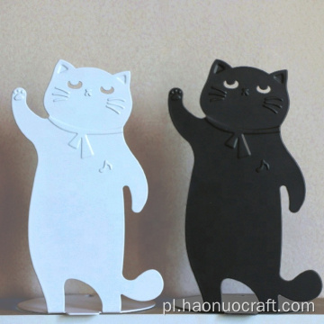Czarno-biały kot kreskówka Kreatywny stojak na książki studenckie